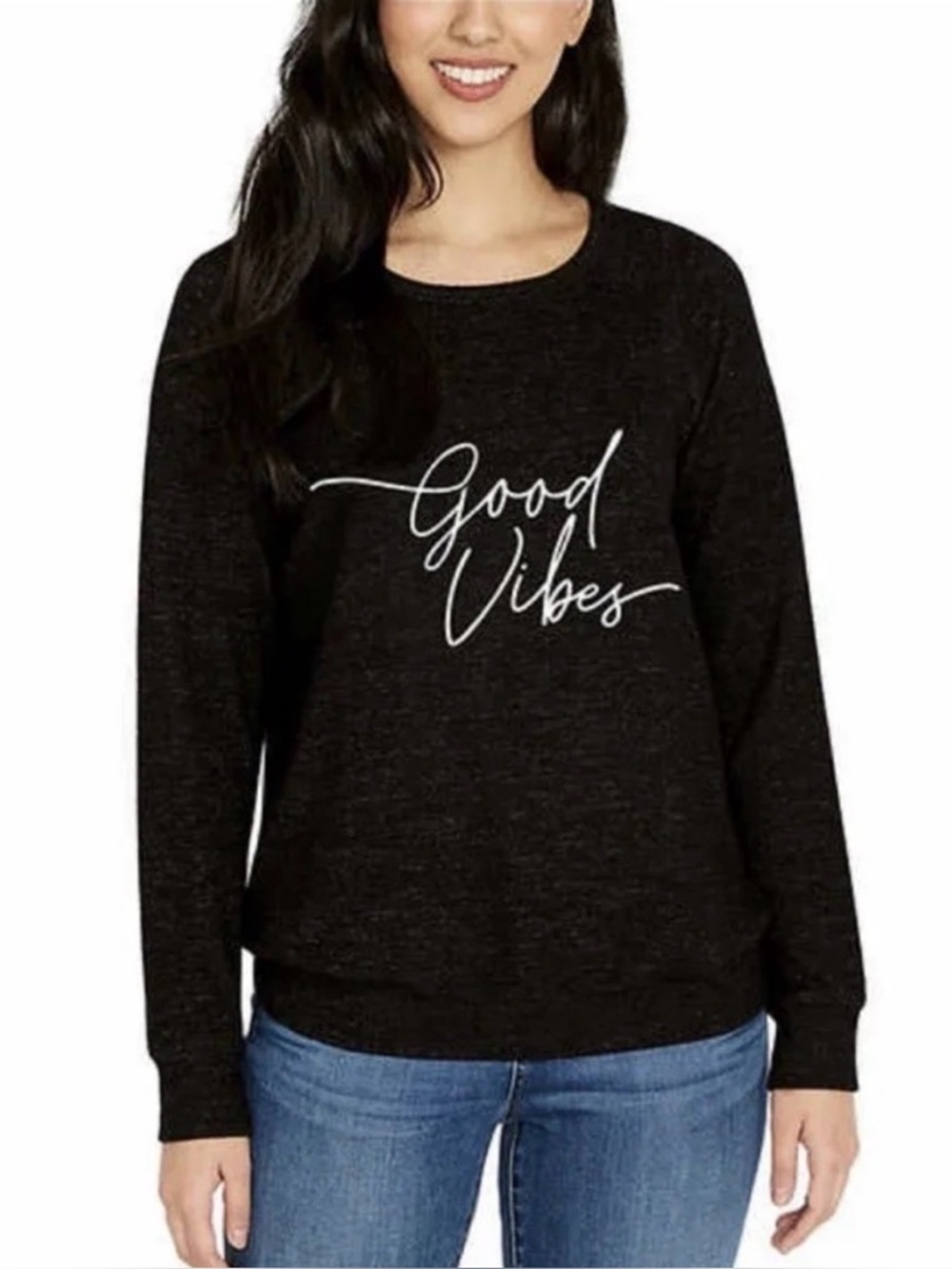 Buffalo Black Good Vibes Graphic Long Sleeve Lightweight Casual Top Women’s S